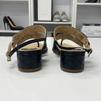 Chanel CC Logo Leather Quilted Strap Sandals Black — view 6
