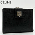 Celine Gancini Kiss Lock Bifold Wallet Black Compact