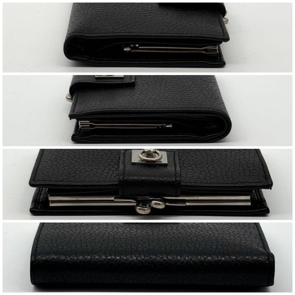 Celine Gancini Kiss Lock Bifold Wallet Black Compact — view 4