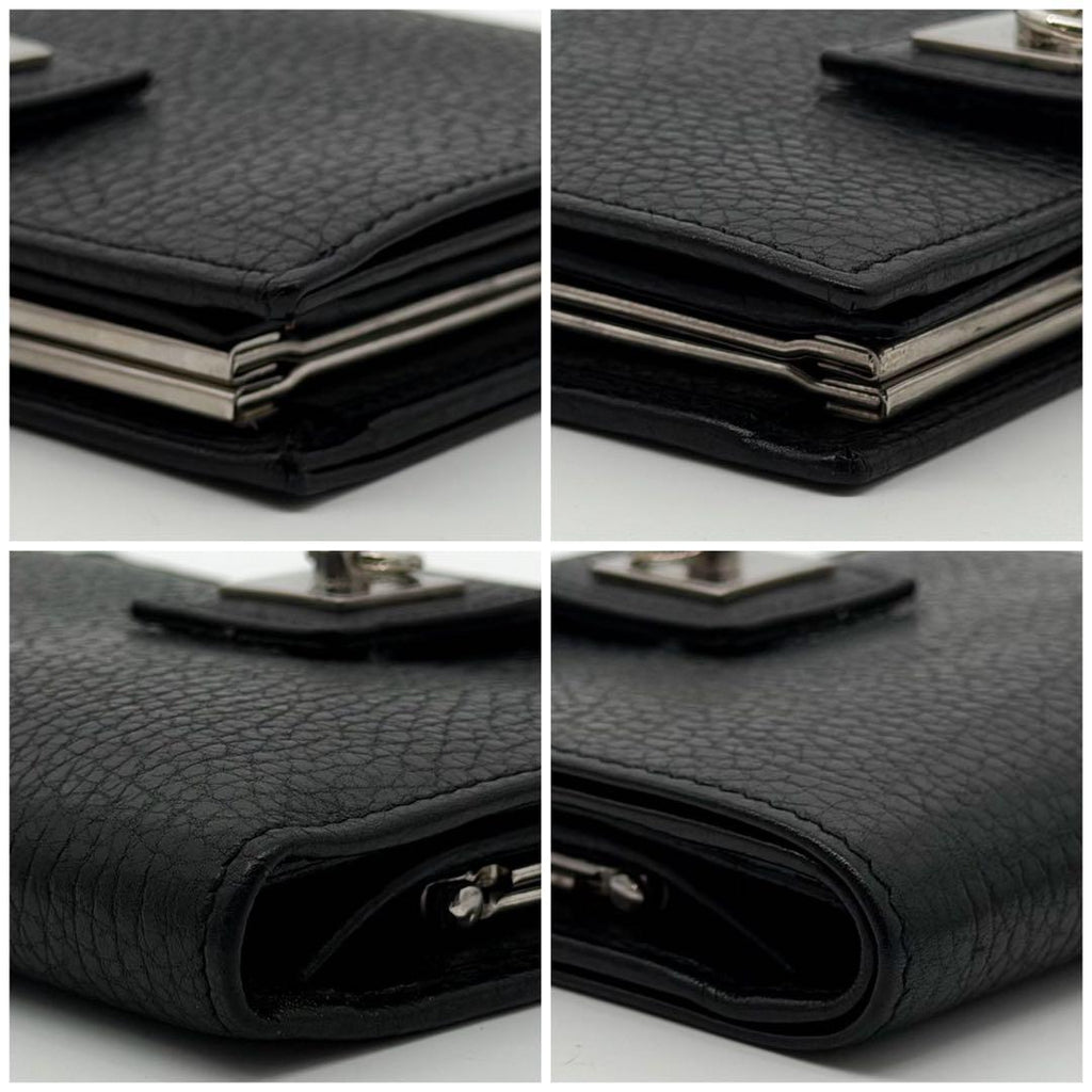Celine Gancini Kiss Lock Bifold Wallet Black Compact — view 5