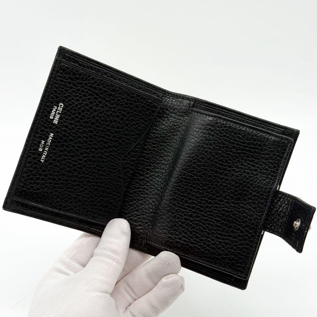 Celine Gancini Kiss Lock Bifold Wallet Black Compact — view 6