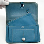 Hermes Dogon GM Duo Blue Jean Taurillon Bifold Wallet — view 7