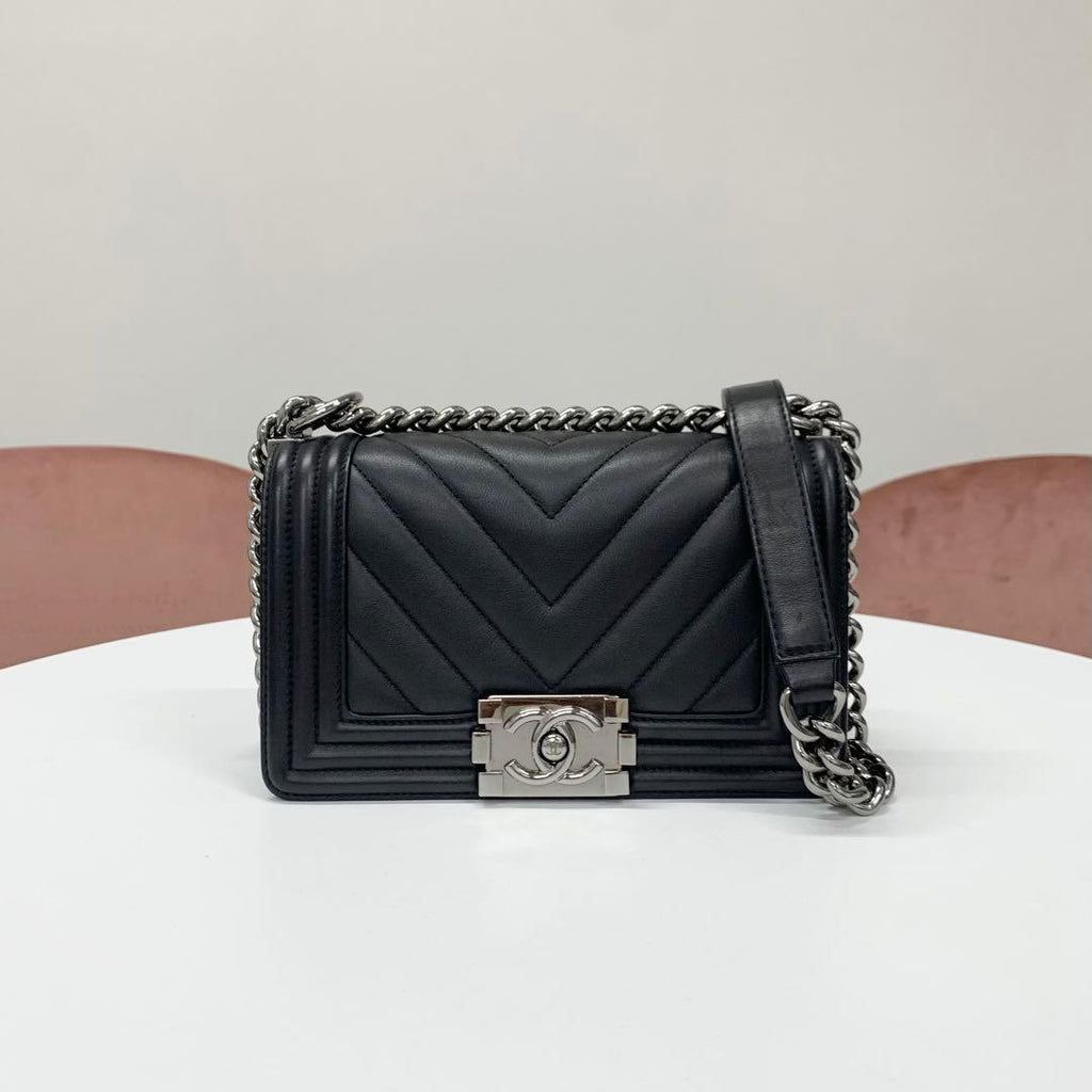 Chanel Boy 20 Che Blanc Double Chain Shoulder