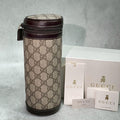 Gucci GG Bottle Case Baby Brown Logo Leather Clutch