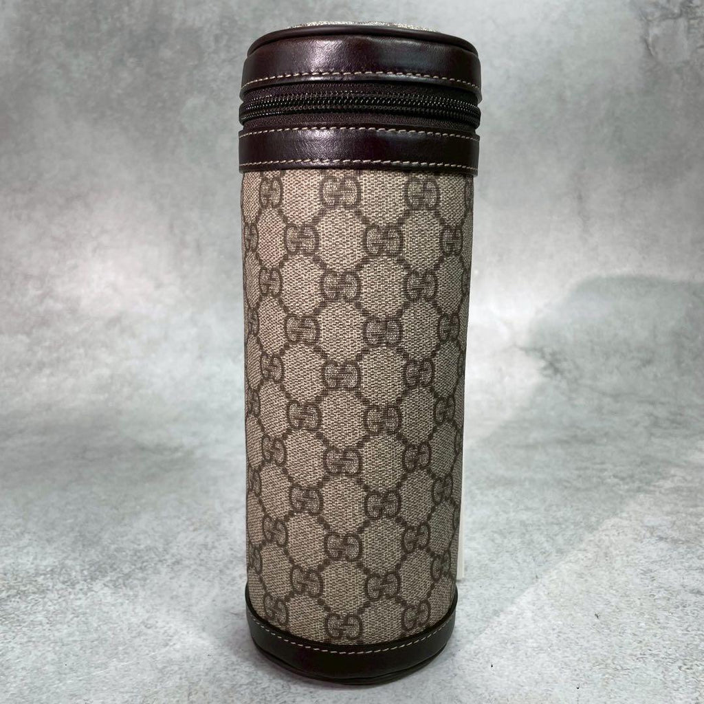 Gucci GG Bottle Case Baby Brown Logo Leather Clutch — view 2
