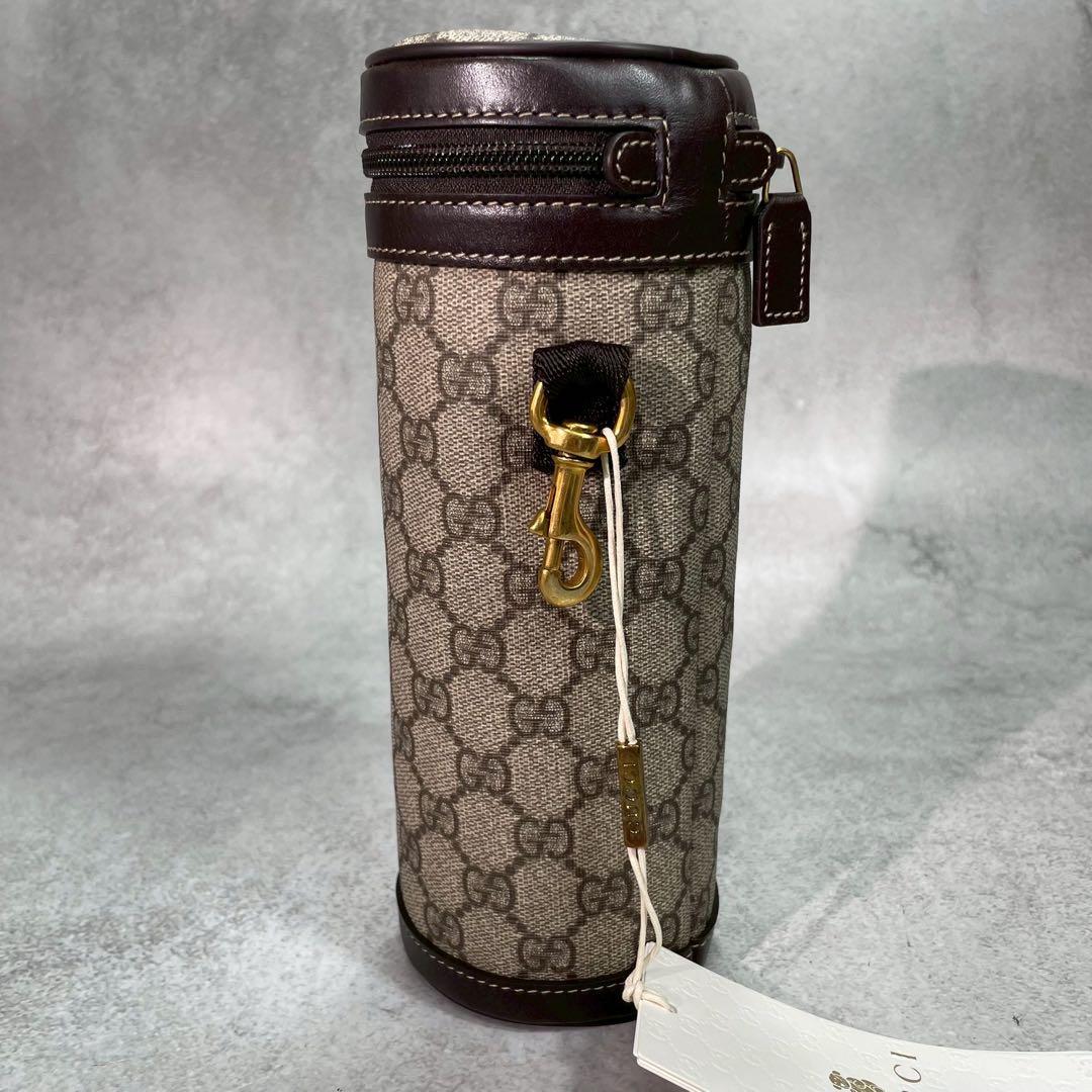 Gucci GG Bottle Case Baby Brown Logo Leather Clutch — view 3