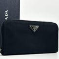 Prada Tessuto Nylon Zip Around Wallet Triangle Logo