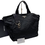 Prada Nylon Leather Hand Tote Shoulder Bag Triangle Plate Logo