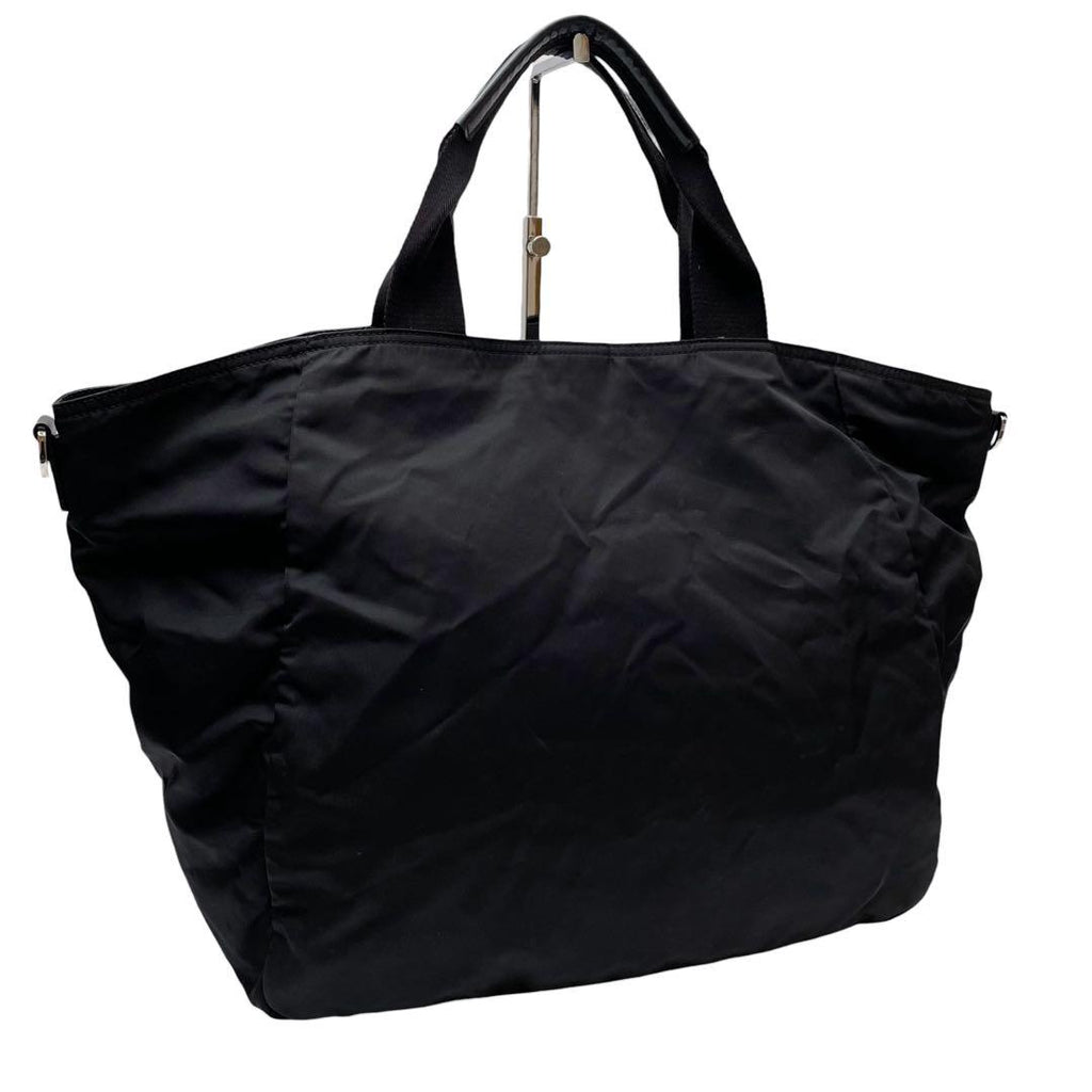 Prada Nylon Leather Hand Tote Shoulder Bag Triangle Plate Logo — view 2