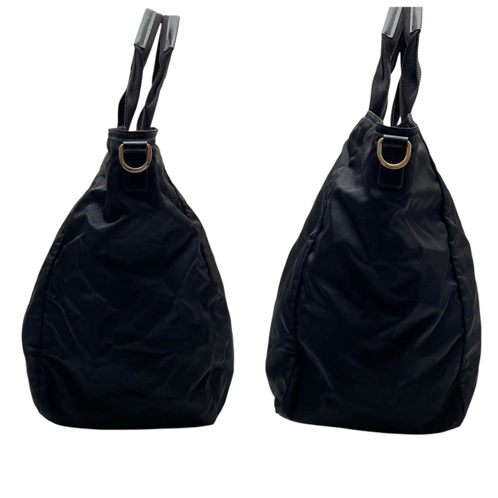 Prada Nylon Leather Hand Tote Shoulder Bag Triangle Plate Logo — view 3