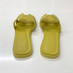 Hermes Oran Leather Flat Sandals Yellow — view 5
