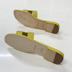 Hermes Oran Leather Flat Sandals Yellow — view 6