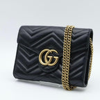 Gucci GG Marmont Chain Shoulder Wallet Black