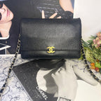 Chanel Chain Wallet Caviar Leather CC Logo Shoulder — view 2