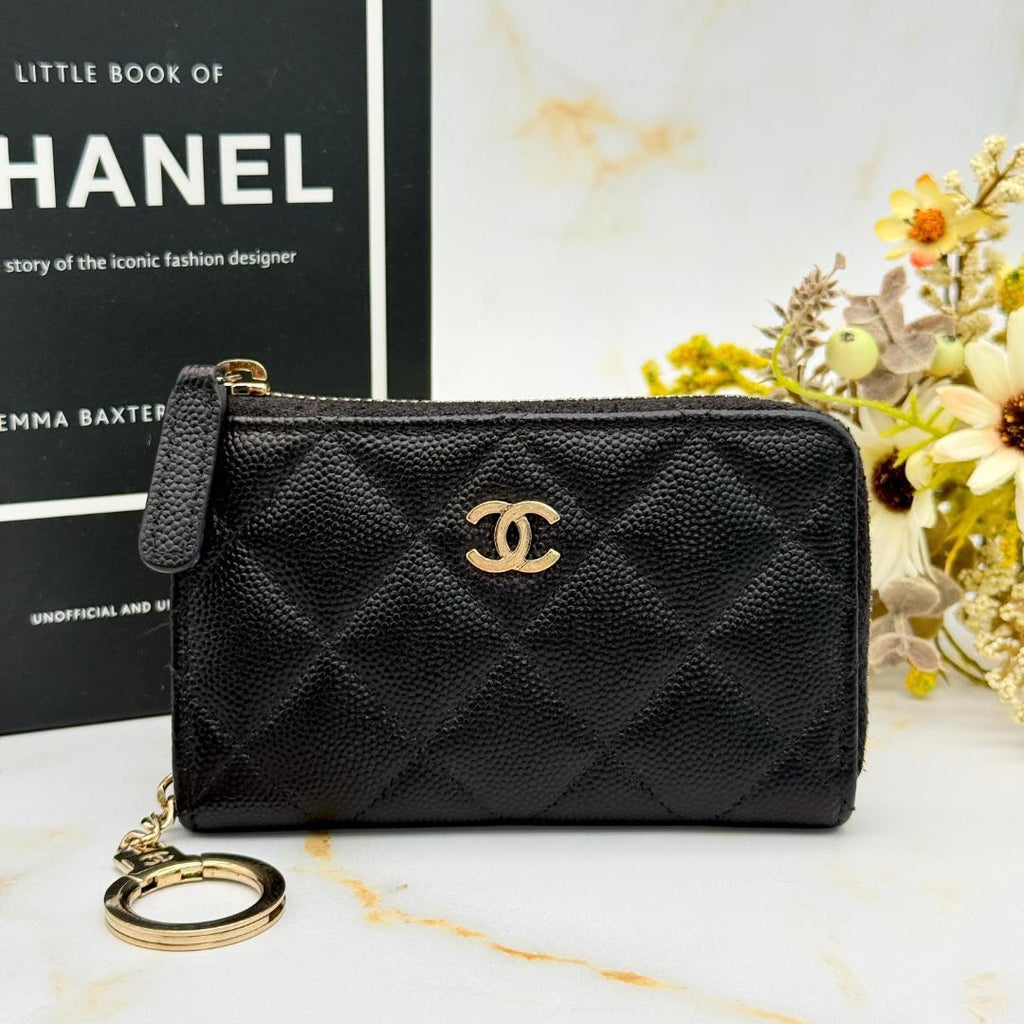 Chanel Caviar Leather with Chain Card Case