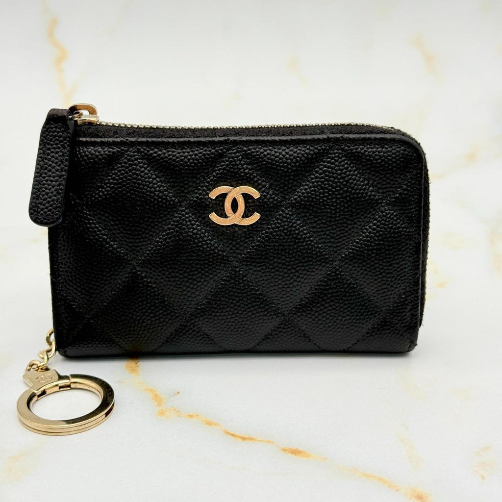 Chanel Caviar Leather with Chain Card Case — view 2