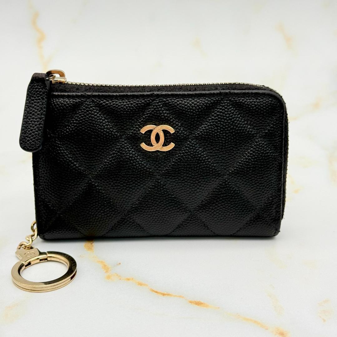 Chanel Caviar Leather with Chain Card Case — view 2