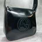Gucci GG Handbag Patent Leather Logo Black