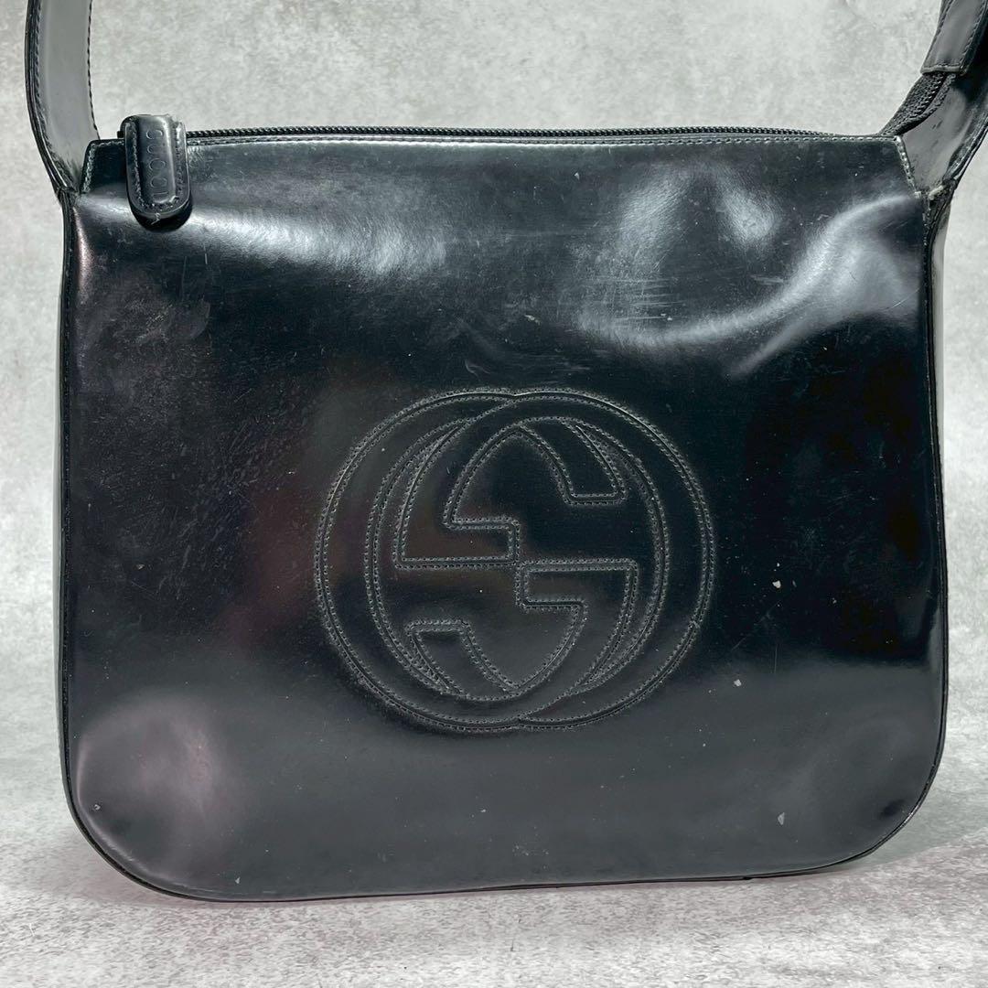 Gucci GG Handbag Patent Leather Logo Black — view 2
