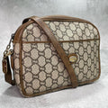 Gucci GG Shoulder Bag Brown Beige Logo Leather