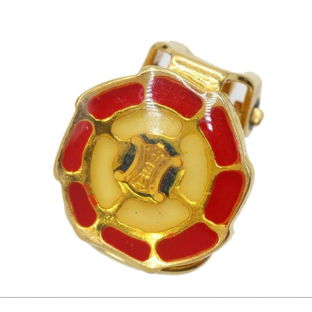 Celine Macadam Tricolor Earrings Brooch Set — view 4