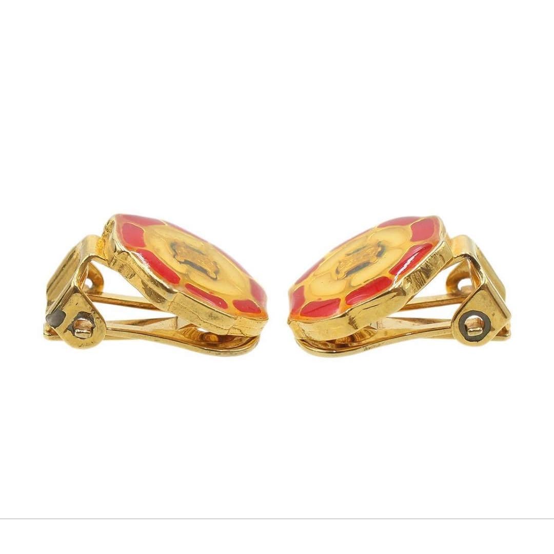 Celine Macadam Tricolor Earrings Brooch Set — view 5