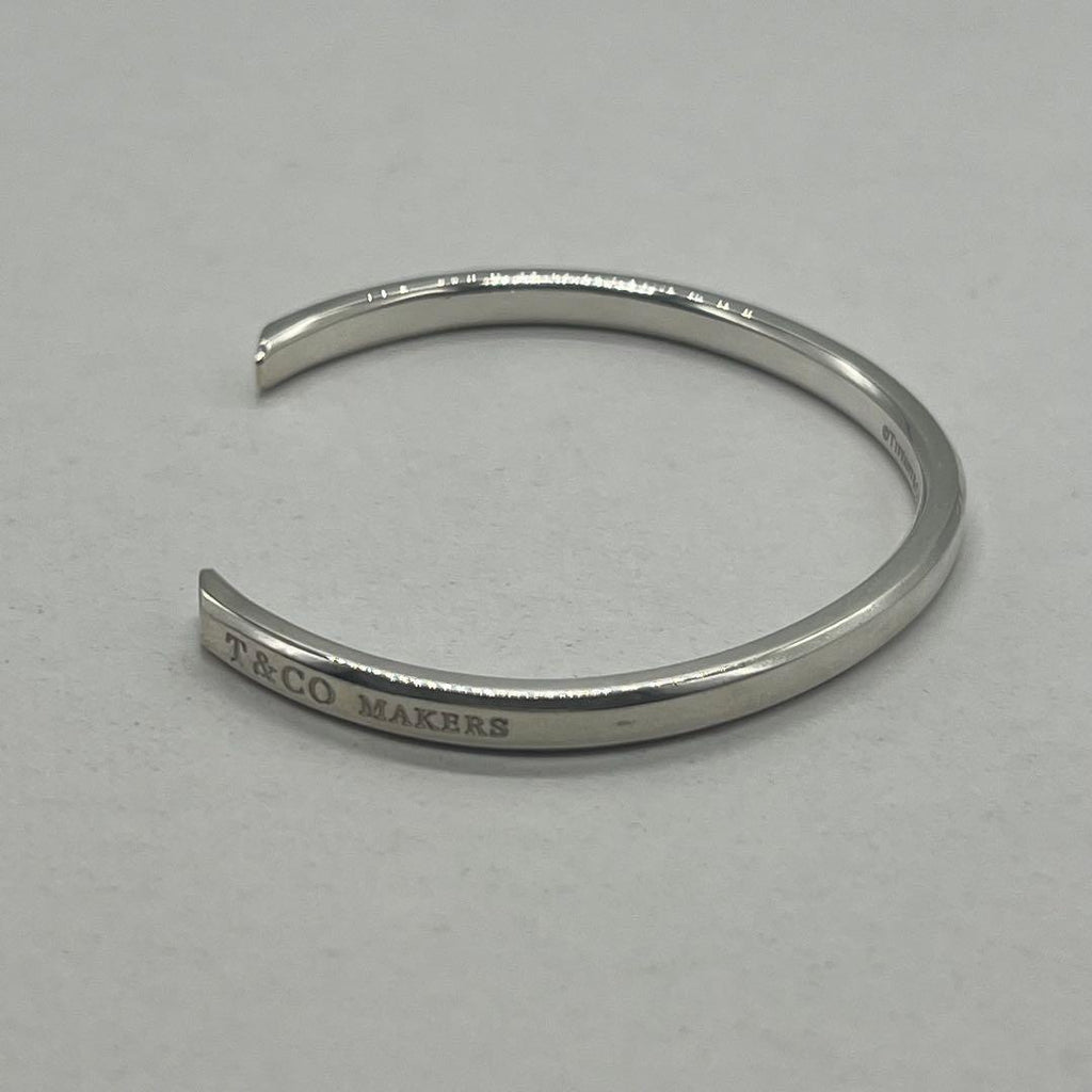 Tiffany & Co Maker 'S Narrow Calf Bangle 925 Sterling Silver Bracelet — view 3