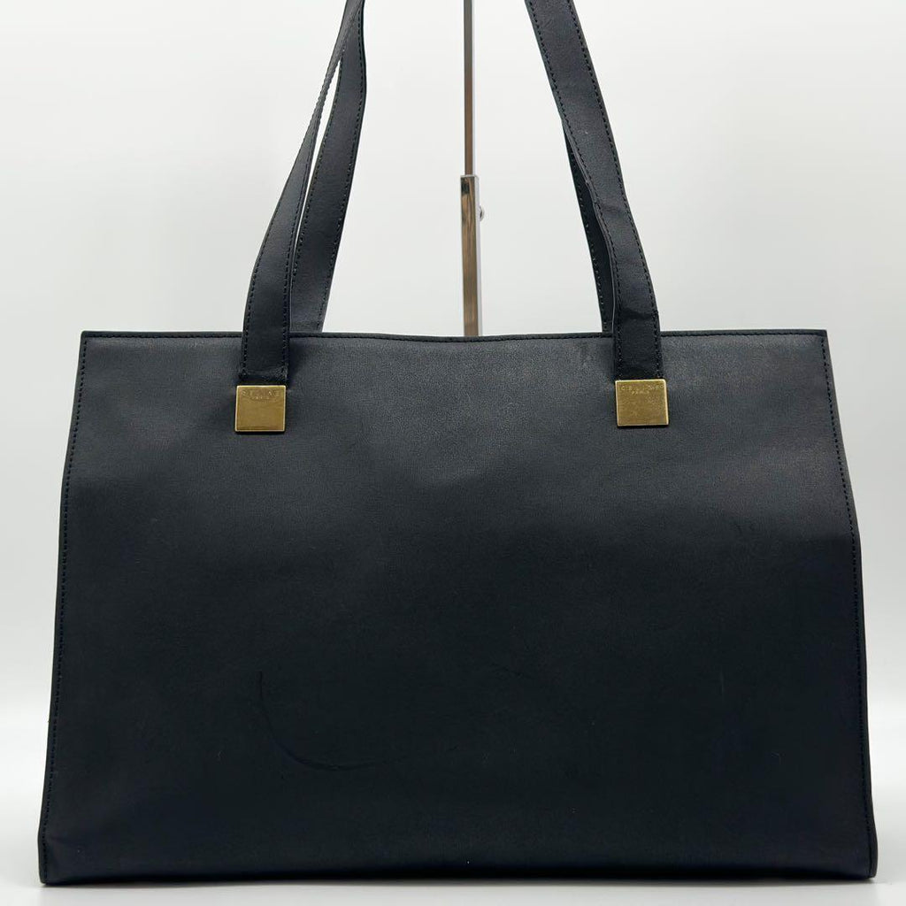 Celine Vintage Tote Leather Black Shoulder Bag Cover — view 2