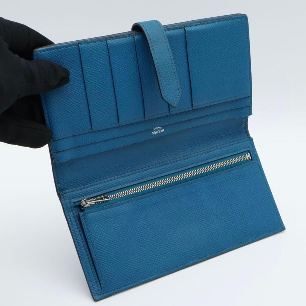 Hermes Bearn Souffle Wallet Veau Epsom Blue — view 3