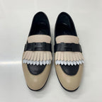 Hermes Royale Leather Hhardware Fringe Loafers Beige Black — view 2