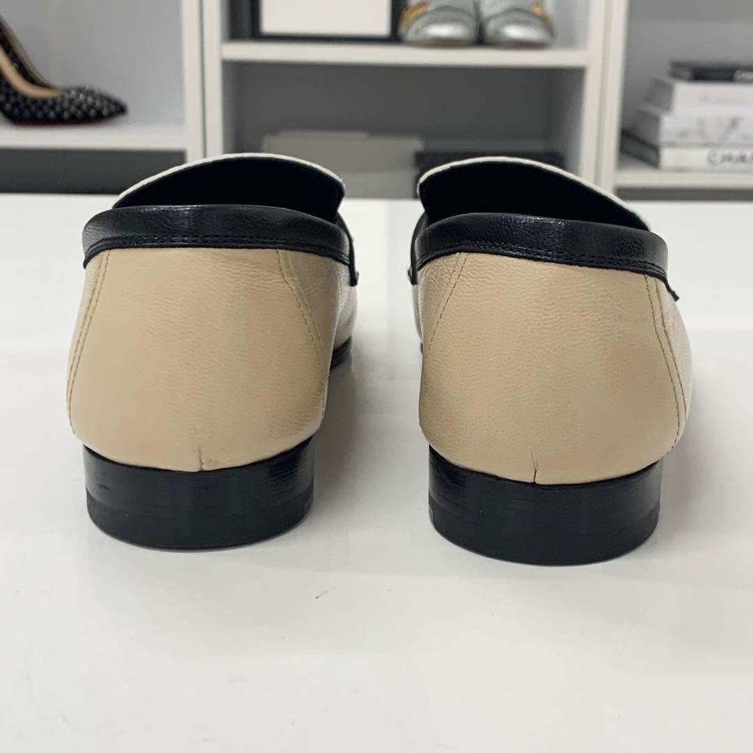 Hermes Royale Leather Hhardware Fringe Loafers Beige Black — view 5