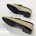 Hermes Royale Leather Hhardware Fringe Loafers Beige Black — view 6