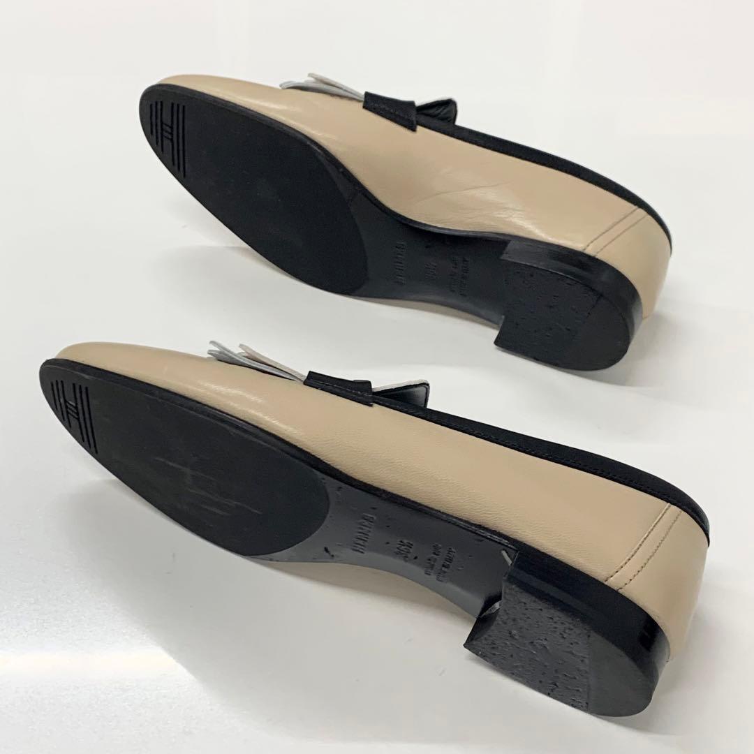 Hermes Royale Leather Hhardware Fringe Loafers Beige Black — view 6