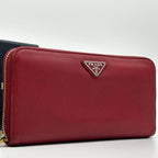 Prada Saffiano Triangle Zip Around Wallet