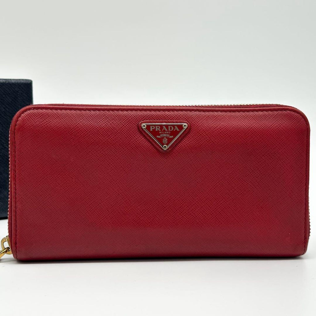 Prada Saffiano Triangle Zip Around Wallet — view 2