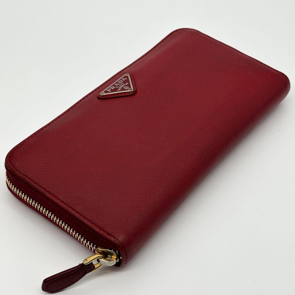Prada Saffiano Triangle Zip Around Wallet — view 4