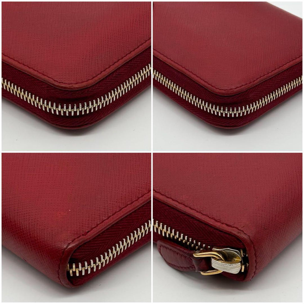 Prada Saffiano Triangle Zip Around Wallet — view 7