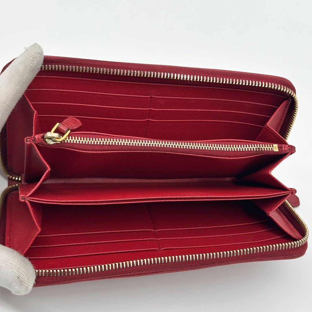 Prada Saffiano Triangle Zip Around Wallet — view 8