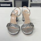 Gucci GG Marmont Leather Sequin Strap Sandals Silver — view 4