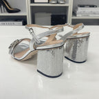 Gucci GG Marmont Leather Sequin Strap Sandals Silver — view 5