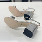 Gucci GG Marmont Leather Sequin Strap Sandals Silver — view 7