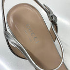 Gucci GG Marmont Leather Sequin Strap Sandals Silver — view 8
