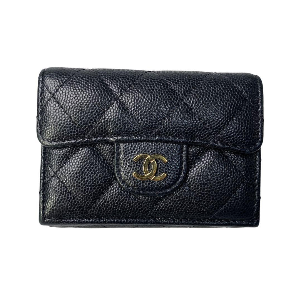Chanel CC Logo Caviar Leather Trifold Wallet