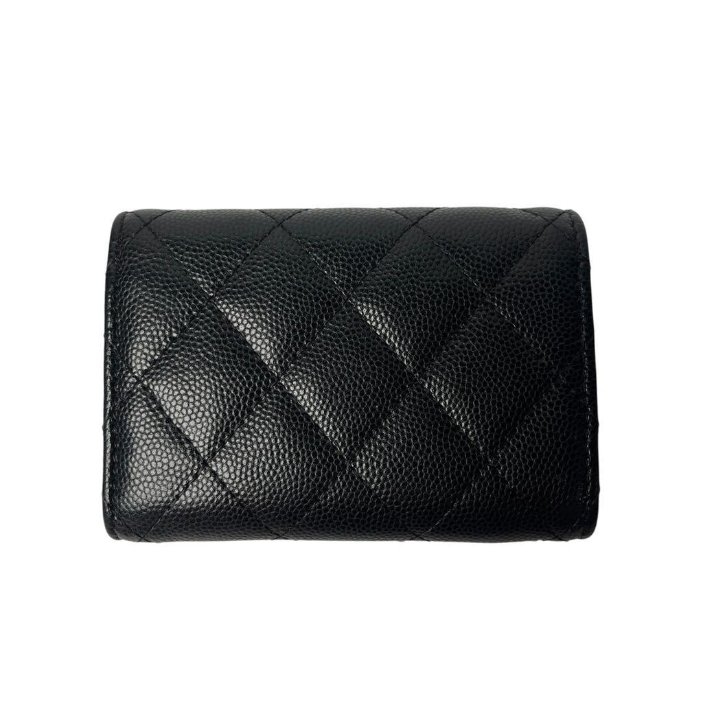 Chanel CC Logo Caviar Leather Trifold Wallet