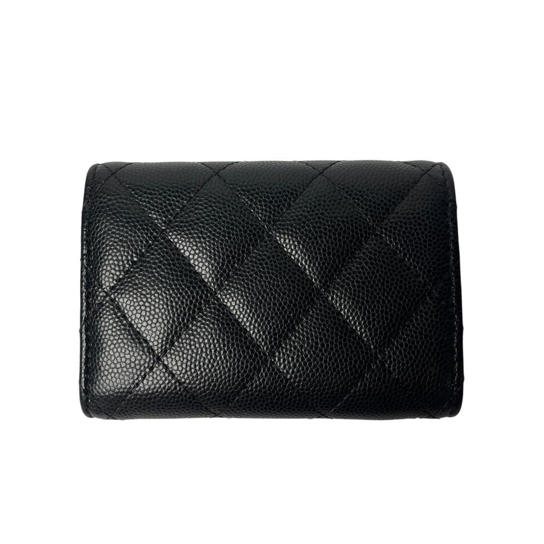 Chanel CC Logo Caviar Leather Trifold Wallet