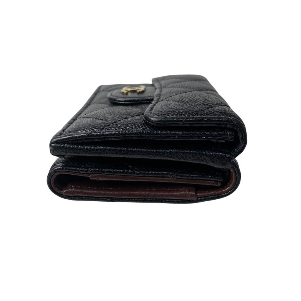 Chanel CC Logo Caviar Leather Trifold Wallet