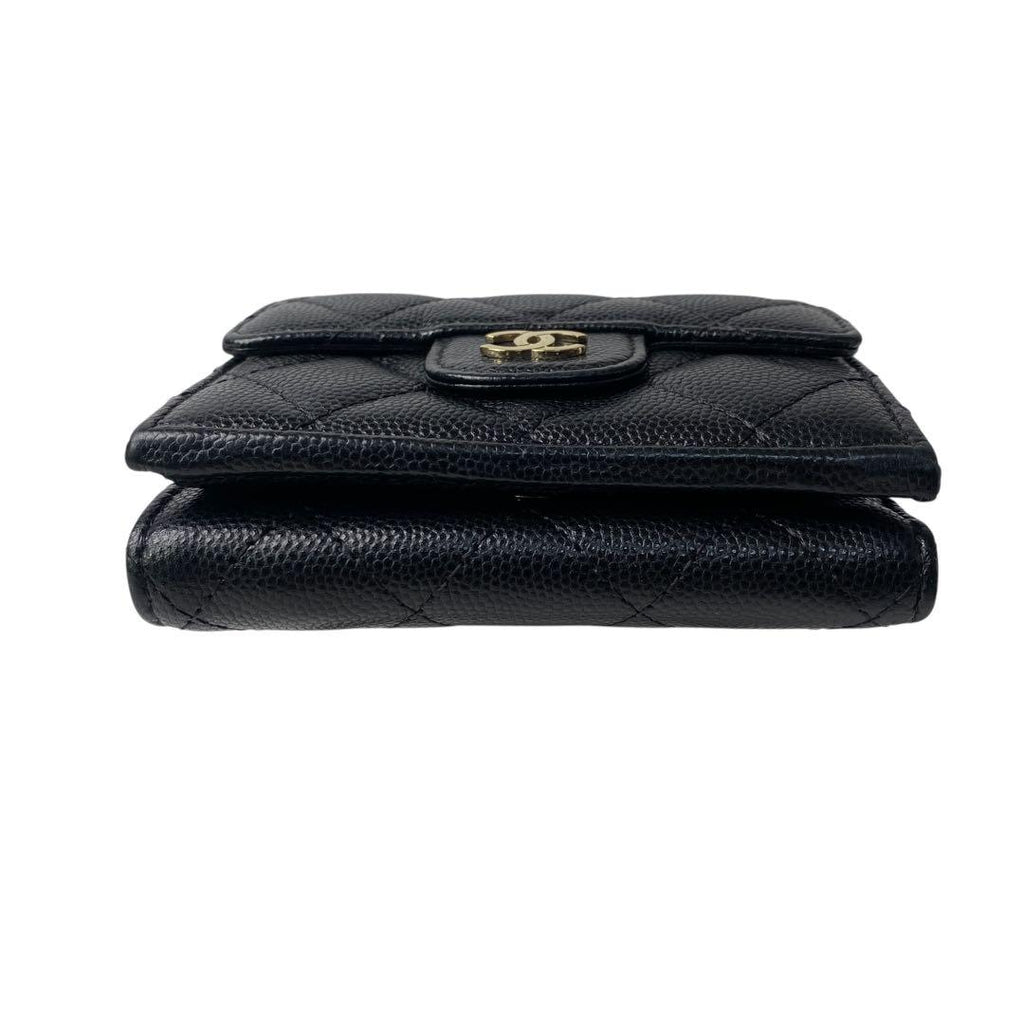 Chanel CC Logo Caviar Leather Trifold Wallet