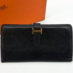 Hermes Bearn Classic Lizard Black Wallet Gold — view 2