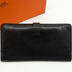 Hermes Bearn Classic Lizard Black Wallet Gold — view 3