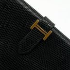 Hermes Bearn Classic Lizard Black Wallet Gold — view 4